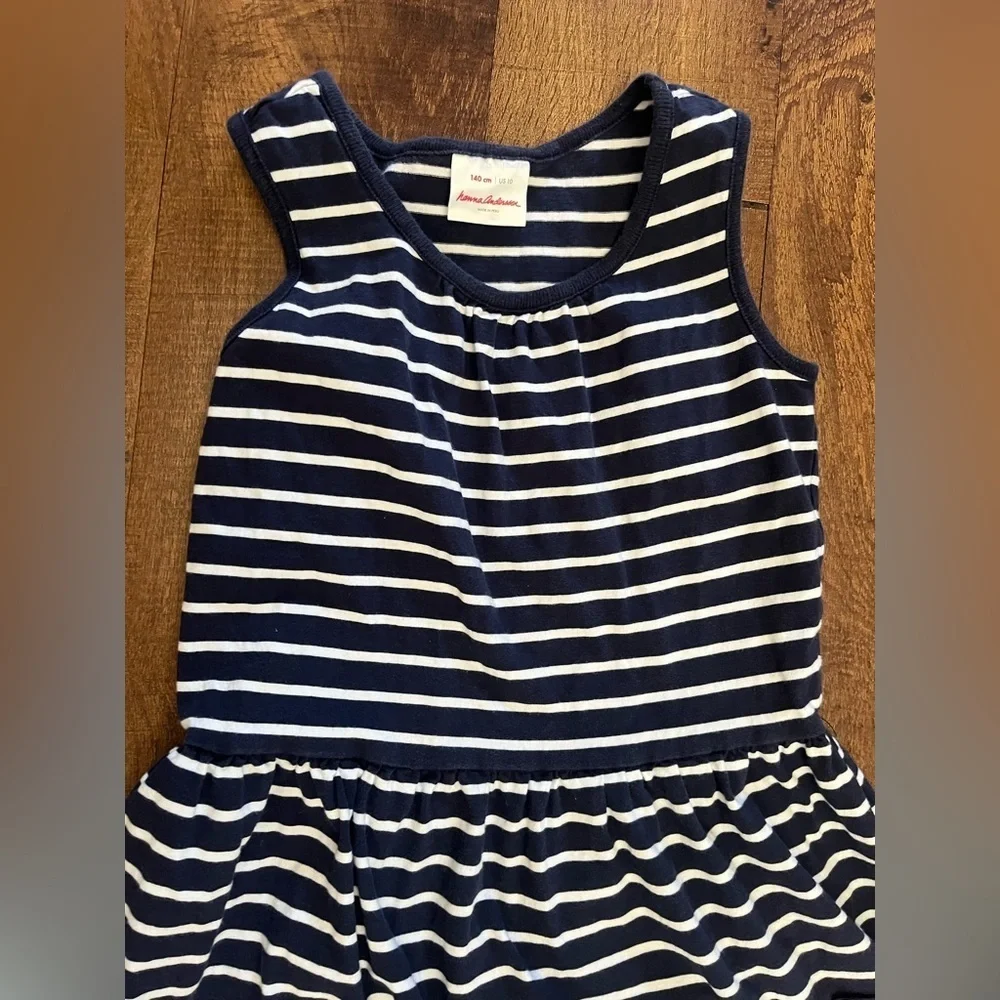 Hanna Andersson girls dress Sz 140/10 pockets 100% cotton striped